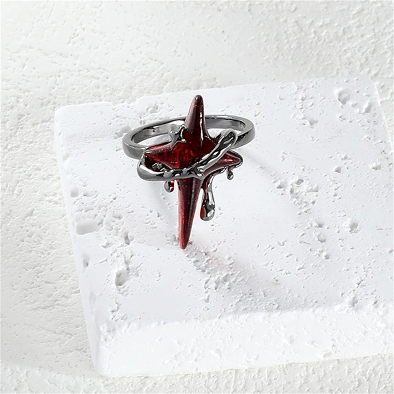 Gothic Style Bloody Star Vintage Adjustable Ring