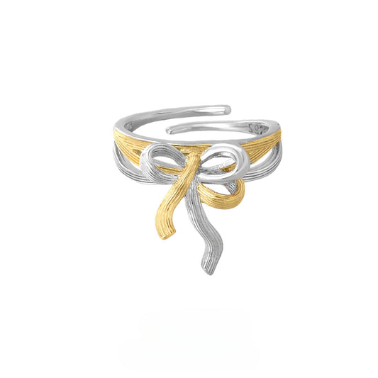 Sweet S925 Sivler Gold Bow Ring