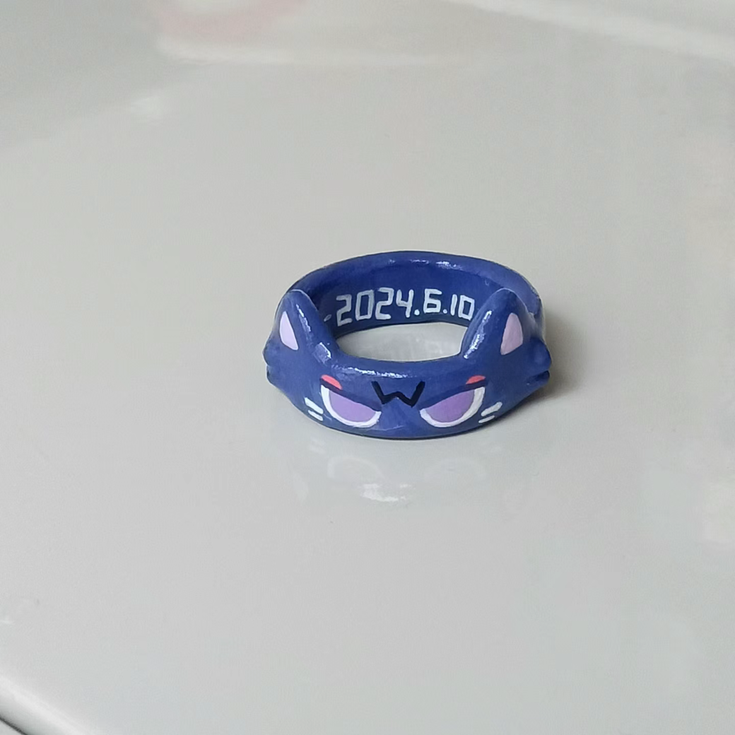 Unisex Custom-made Blue Scaracat Sarameow Ring