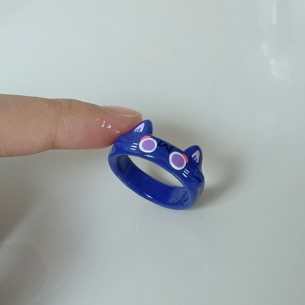 Unisex Custom-made Blue Scaracat Sarameow Ring