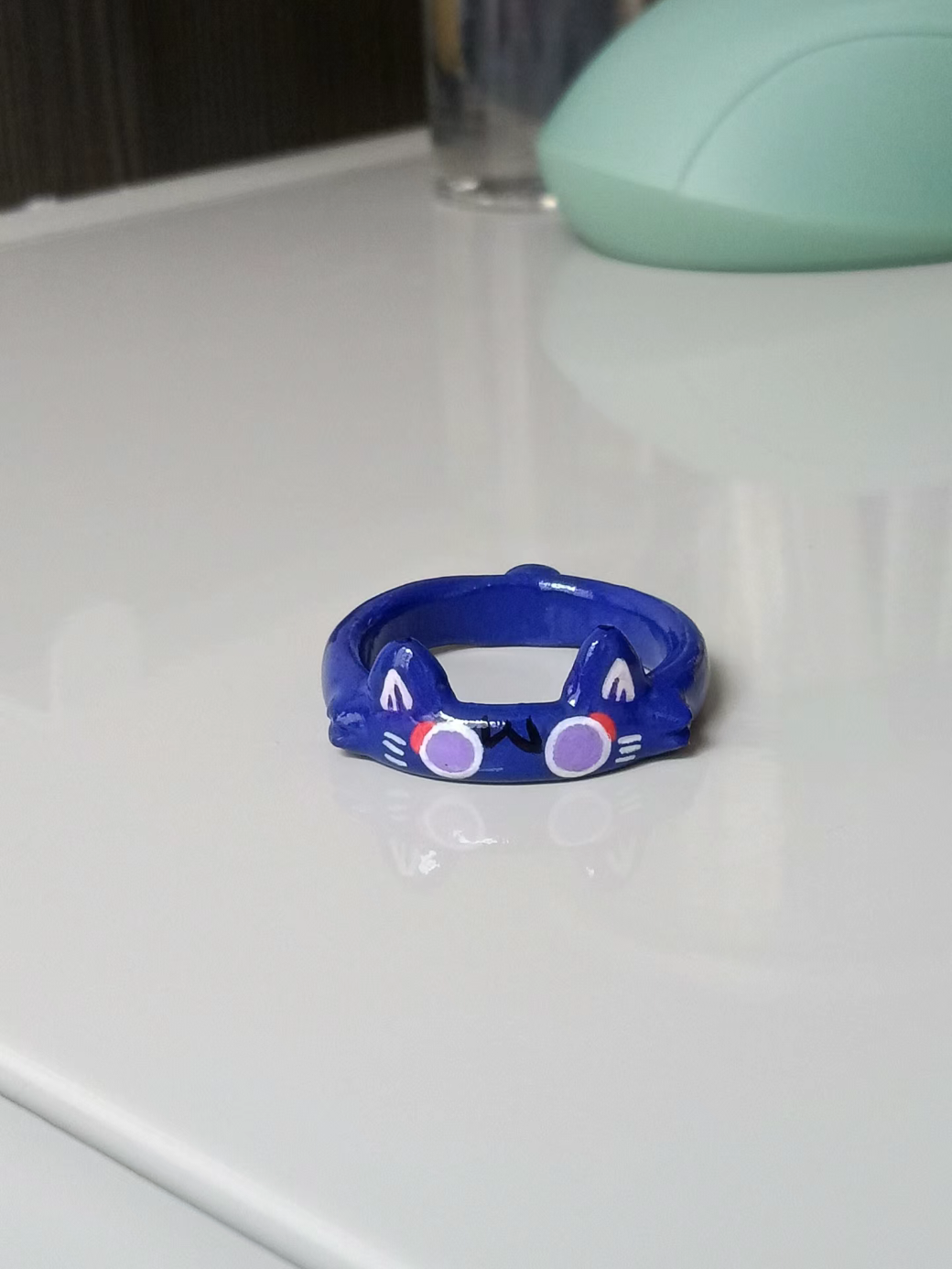 Unisex Custom-made Blue Scaracat Sarameow Ring