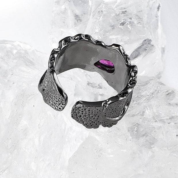 Dark Gothic Purple Rhinestone Ring