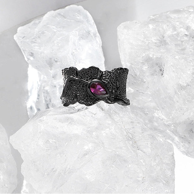 Dark Gothic Purple Rhinestone Ring