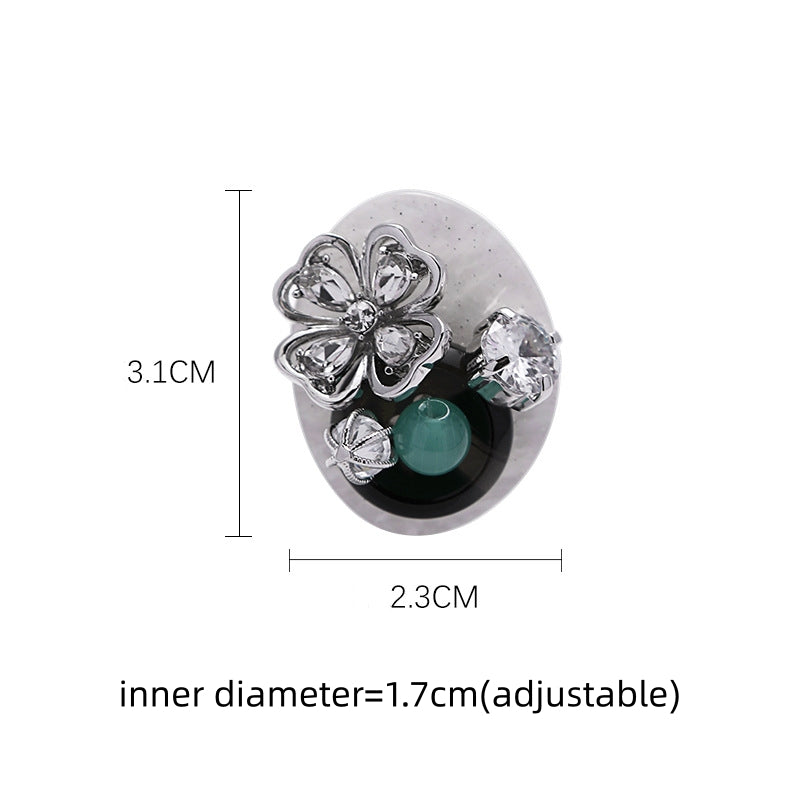 Girl Retro Flower Button Open Ring