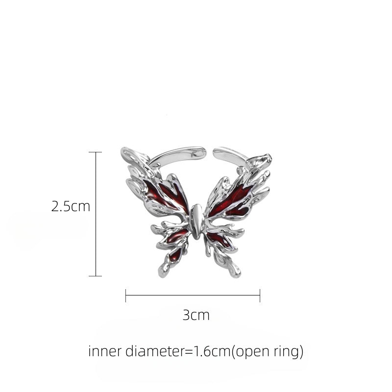 Women Punk Red Butterfly Ring