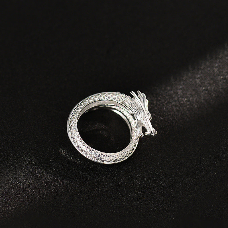 Exquisite Sterling Silver Dragon Ring for Men