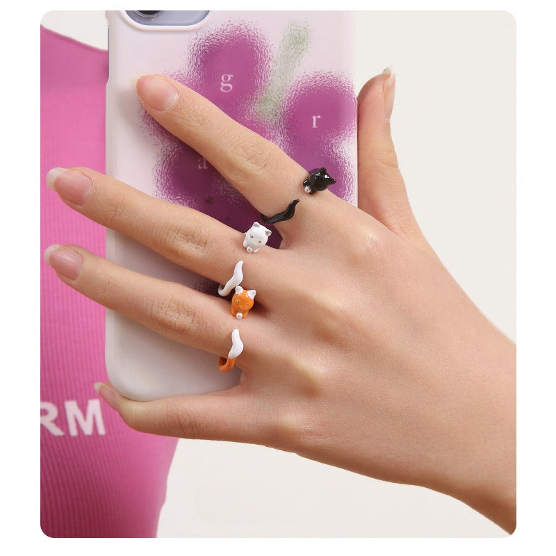 Y2K Cute Cat Open Ring