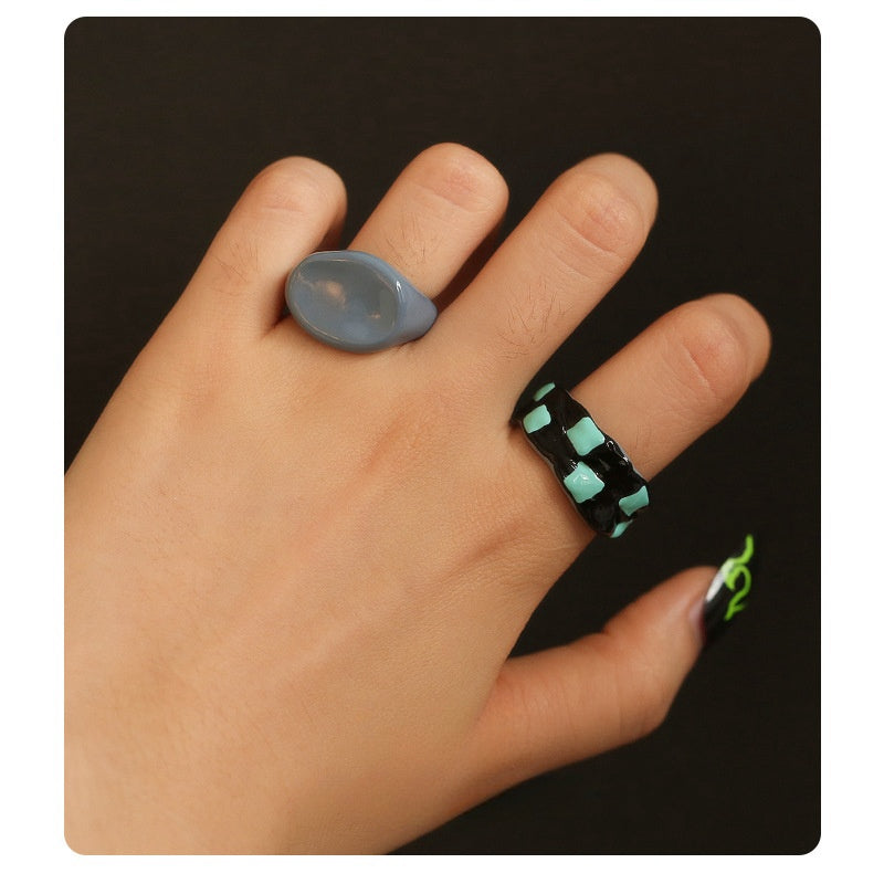 Chic Hand-painted Irregular Dripping Oil Ring