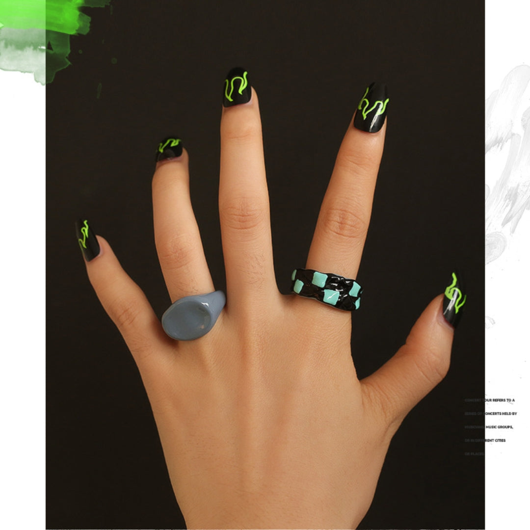 Chic Hand-painted Irregular Dripping Oil Ring