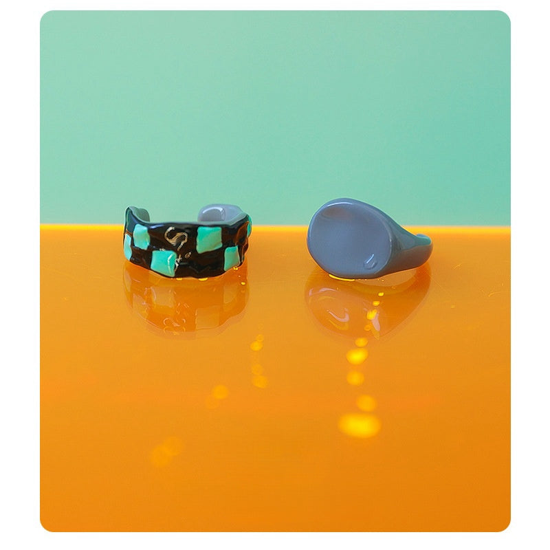 Chic Hand-painted Irregular Dripping Oil Ring