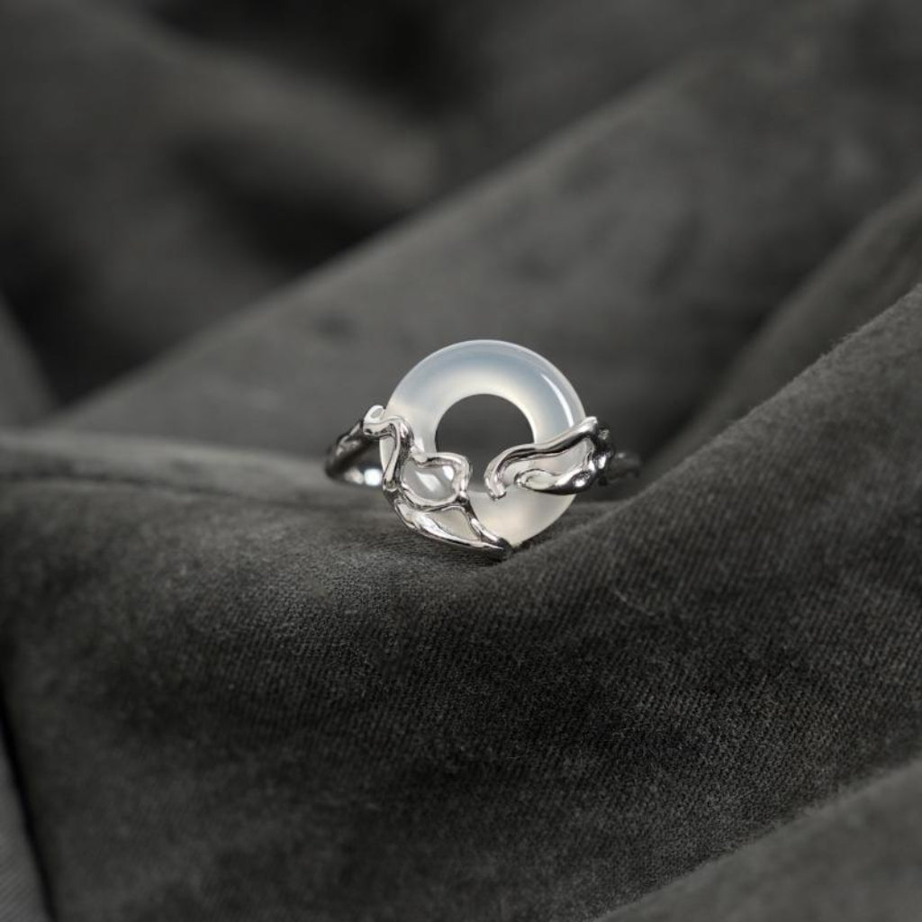 Unisex S925 Sterling Silver Chalcedony Ring