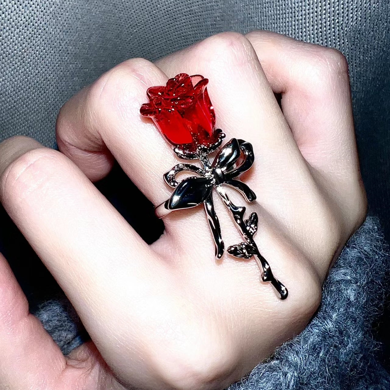 Chic Girl Y2K Rose Bow Ring