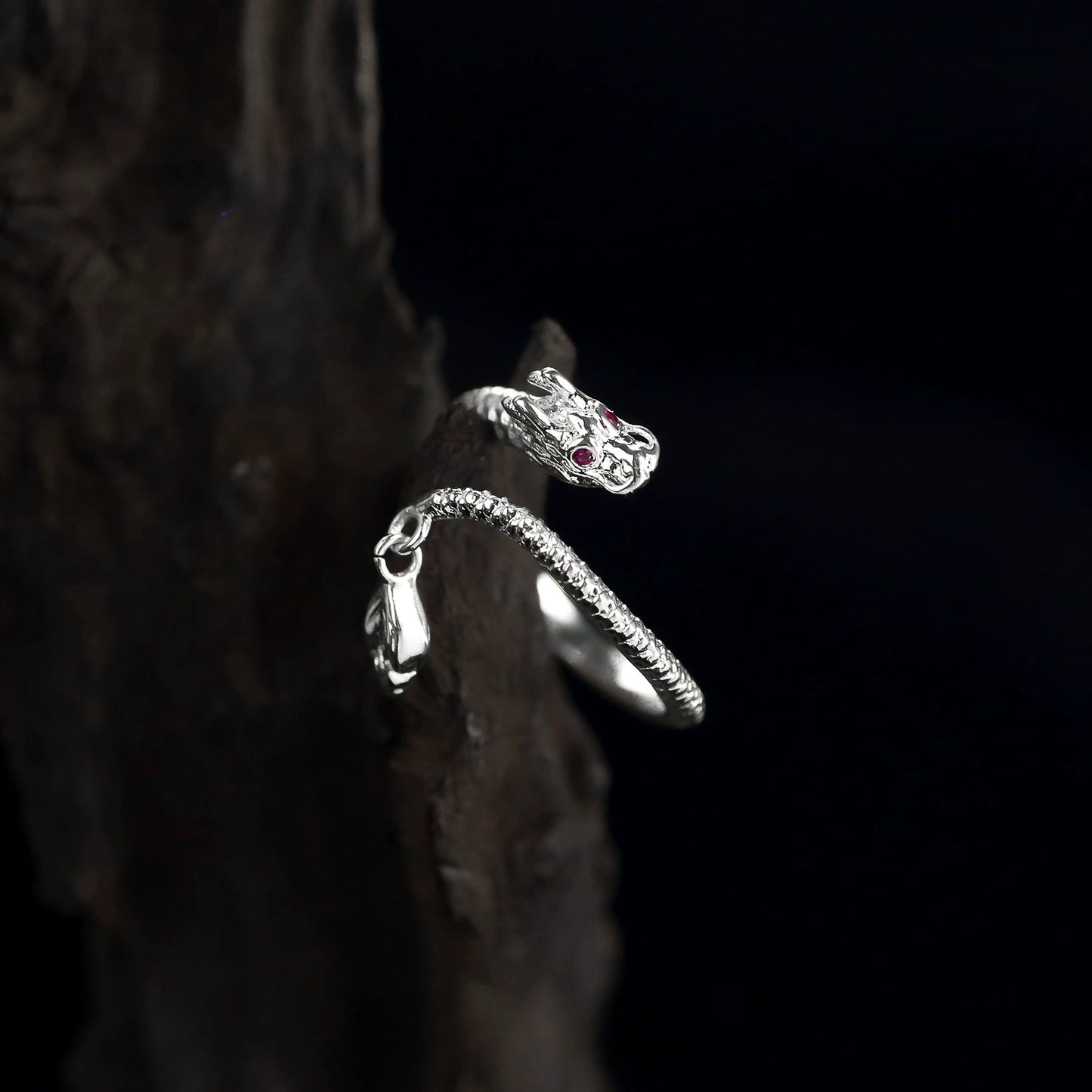 Designer Chic S925 Silver Dragon Twining Ring