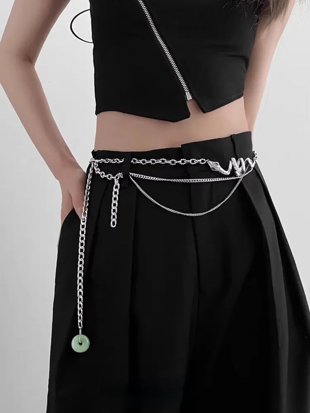 Slytherin Snake Jade Donut Tassel Waist Chain