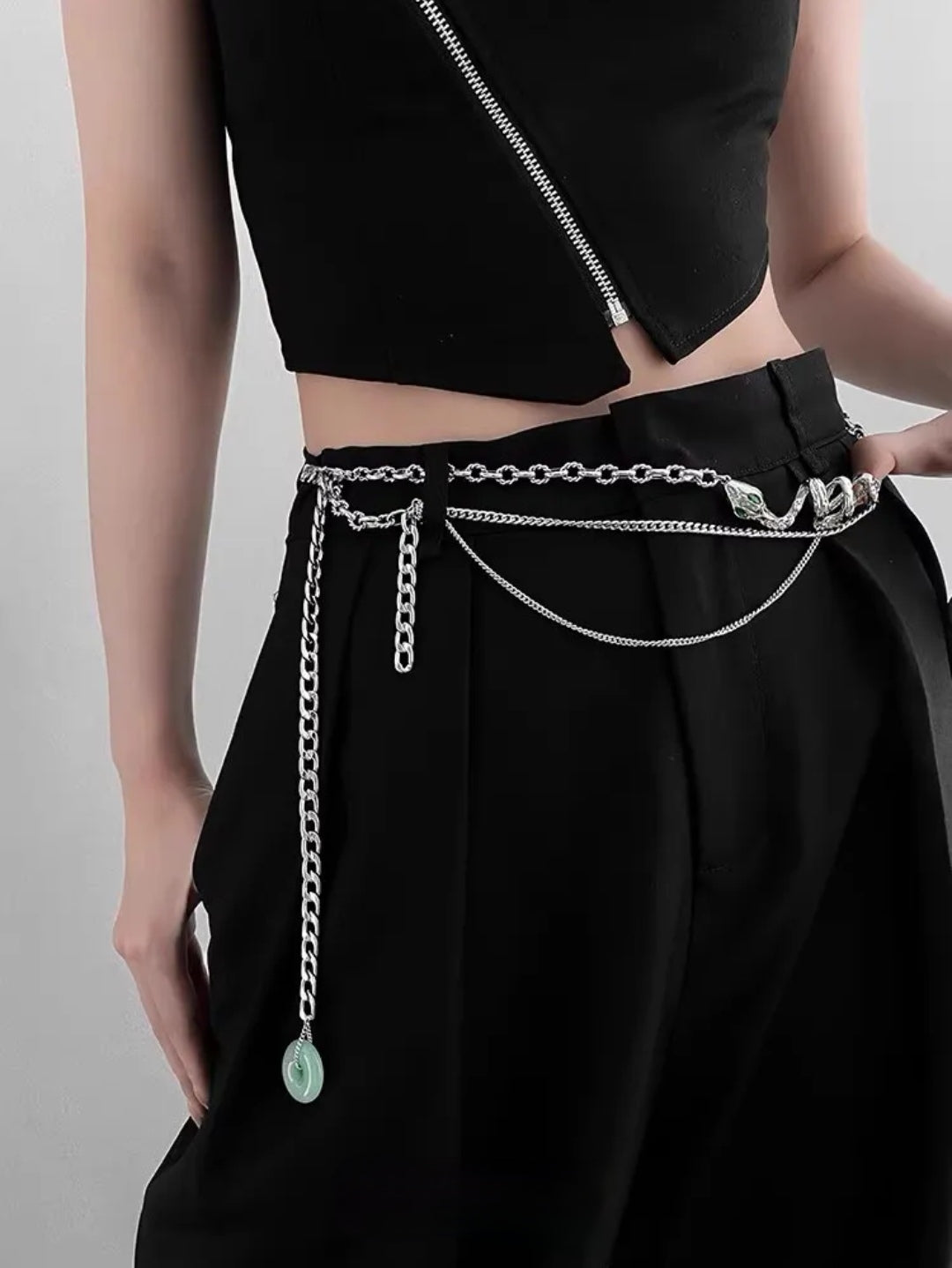 Slytherin Snake Jade Donut Tassel Waist Chain