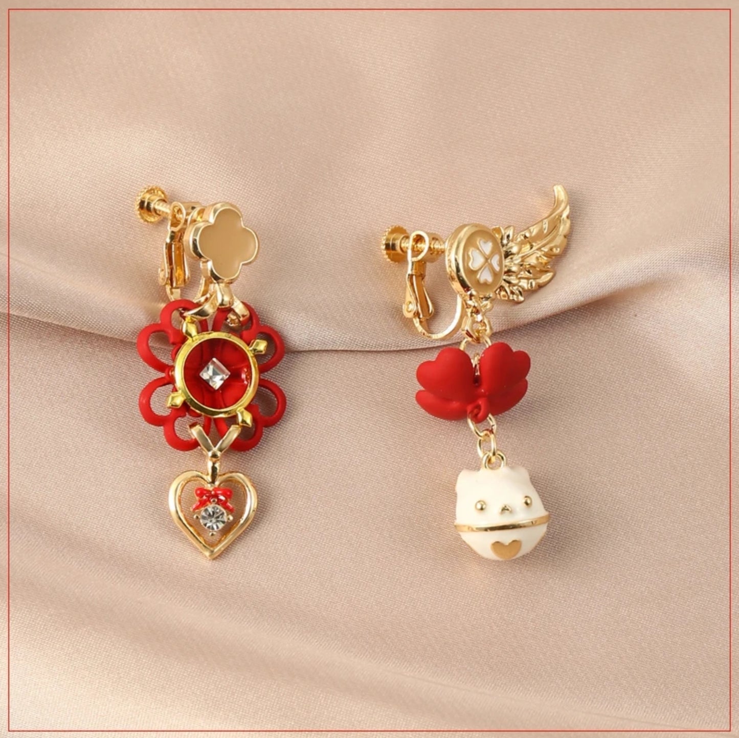 Cute Girl Designer Red Klee Earrings