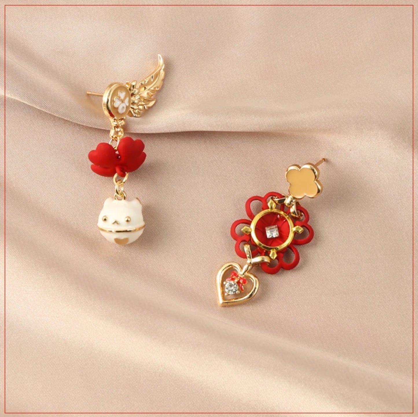 Cute Girl Designer Red Klee Earrings