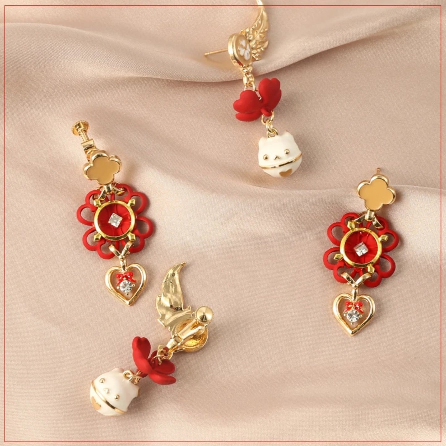 Cute Girl Designer Red Klee Earrings