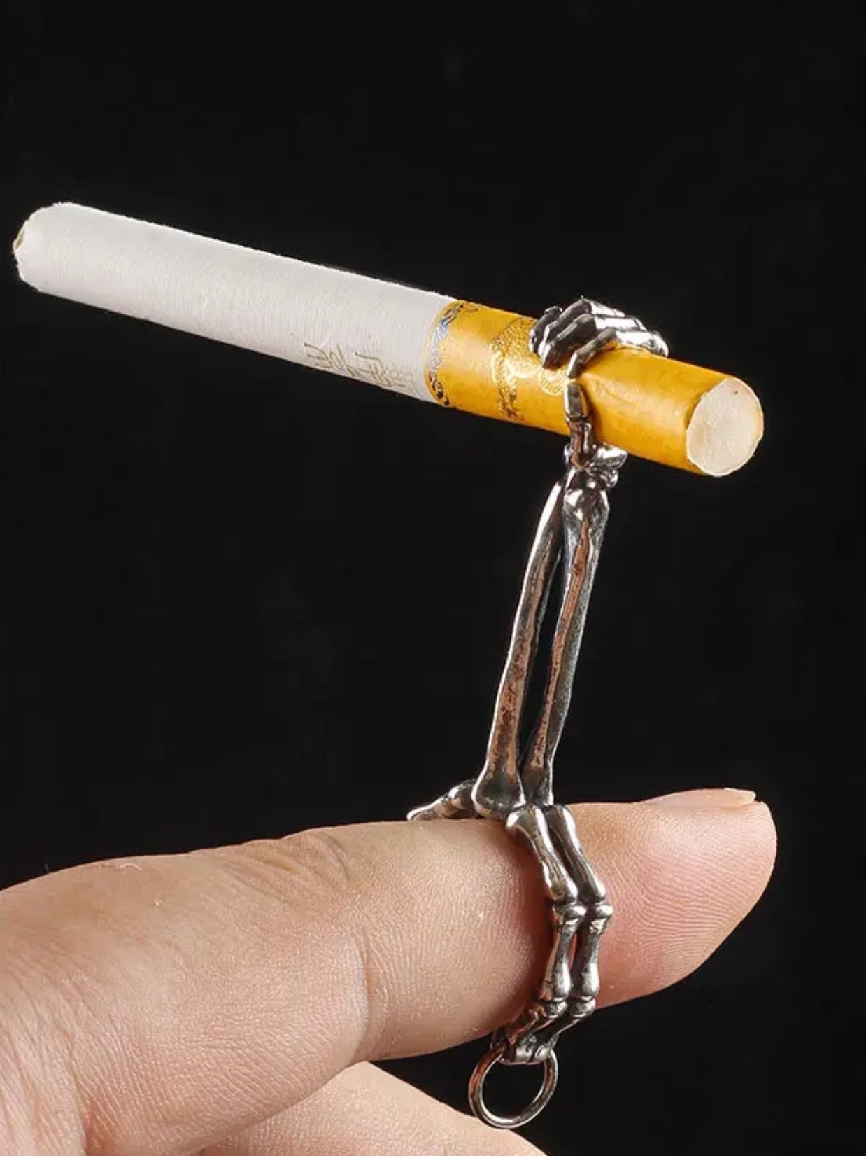 Designer Skeleton Hands Cigarette Holding Ring