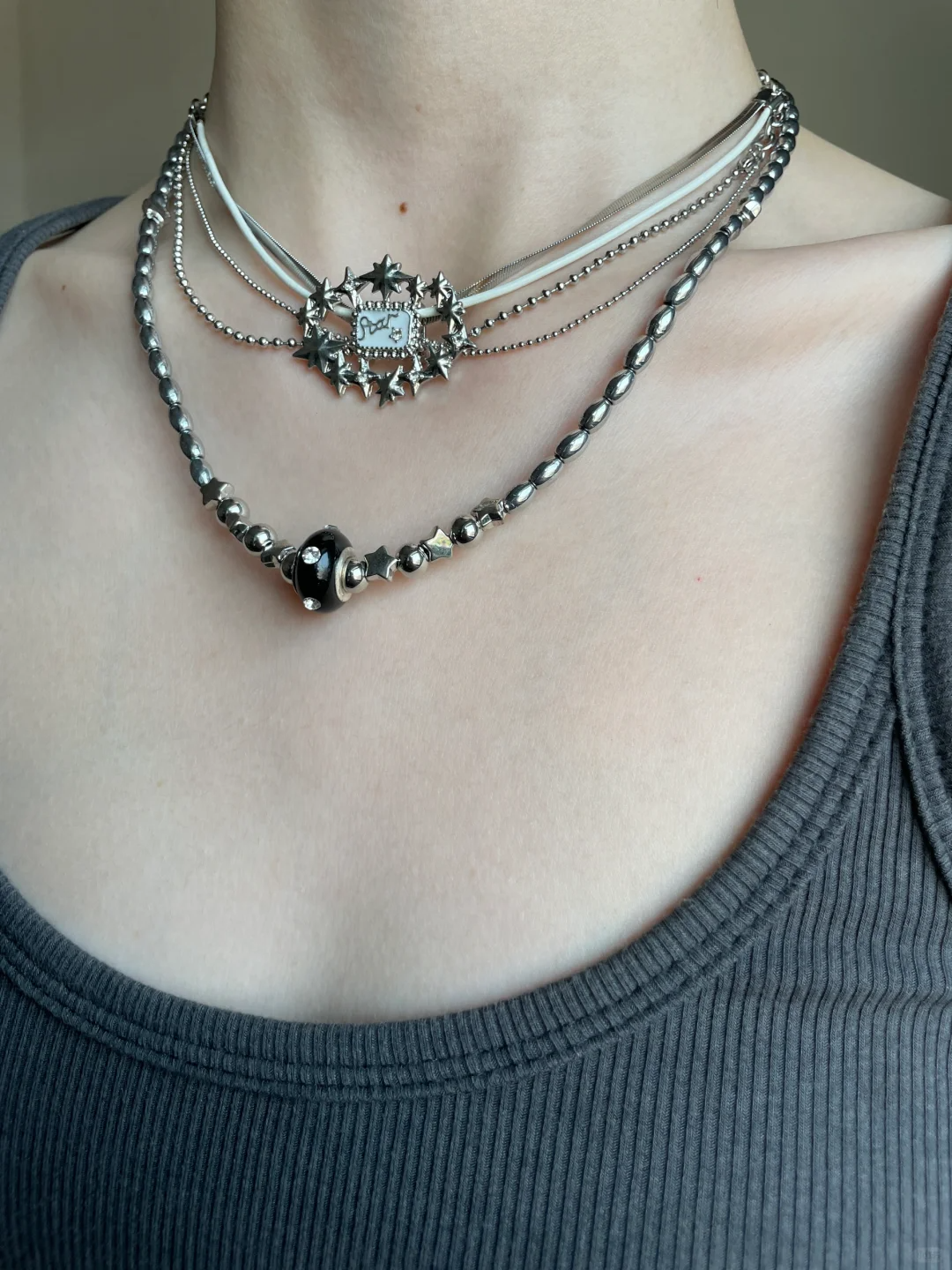 Y2K Sweet Girl Silver Star Titanium Steel Choker Necklace