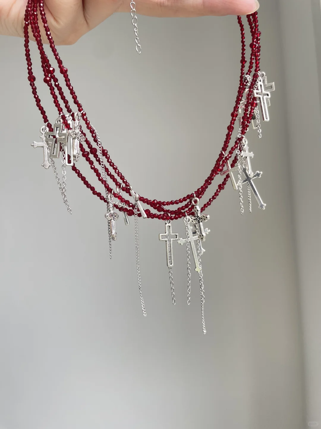 Gothic Bracelet Red Cross Choker Necklace & Bracelet