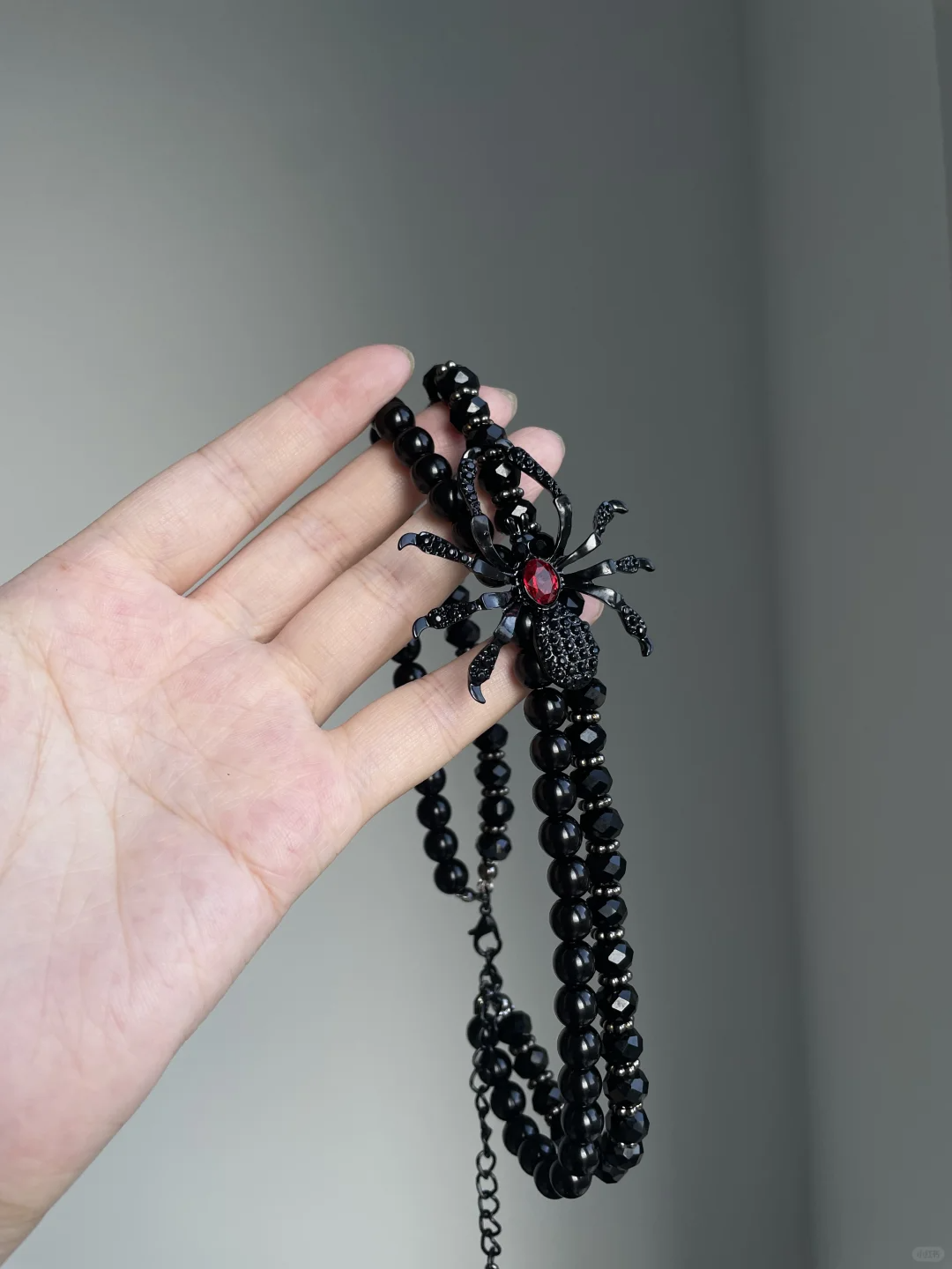 Black Spider Beads Choker Necklace Bracelet