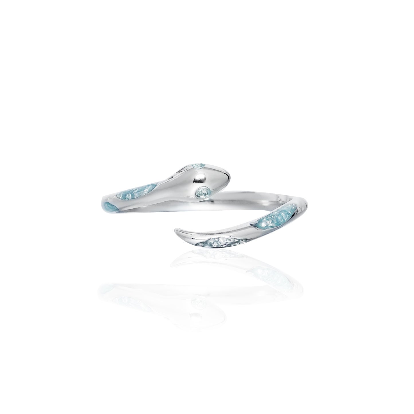 Unisex Designer S925 Silver Blue Slytherin Snake Open End Ring