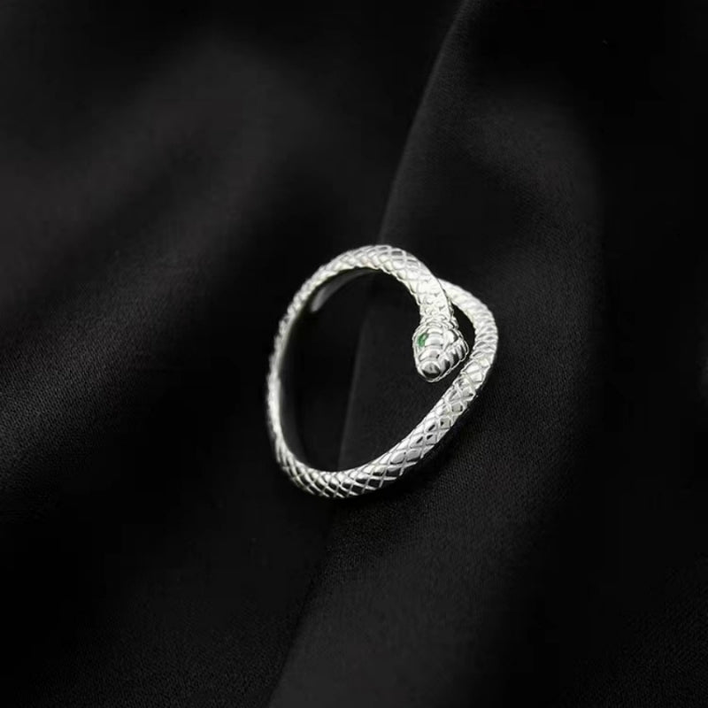 Cute Designer Sterling Silver S999 Snake Adjustable Open Ring