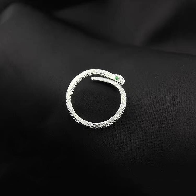 Cute Designer Sterling Silver S999 Snake Adjustable Open Ring