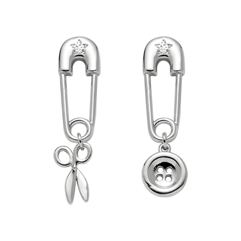 Designer Unisex Metal Asymmetrical Pin Earring