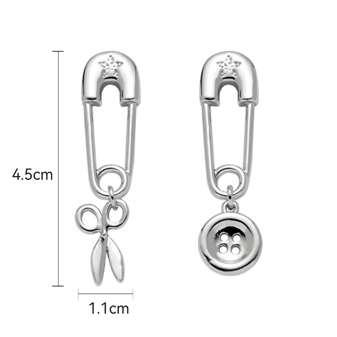 Designer Unisex Metal Asymmetrical Pin Earring