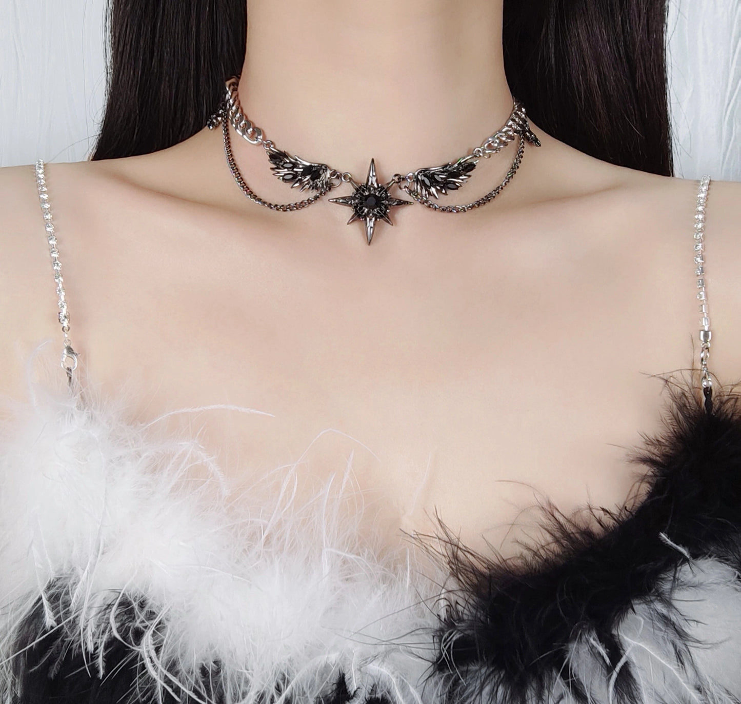 Star Black Angel's Wings Choker Necklace