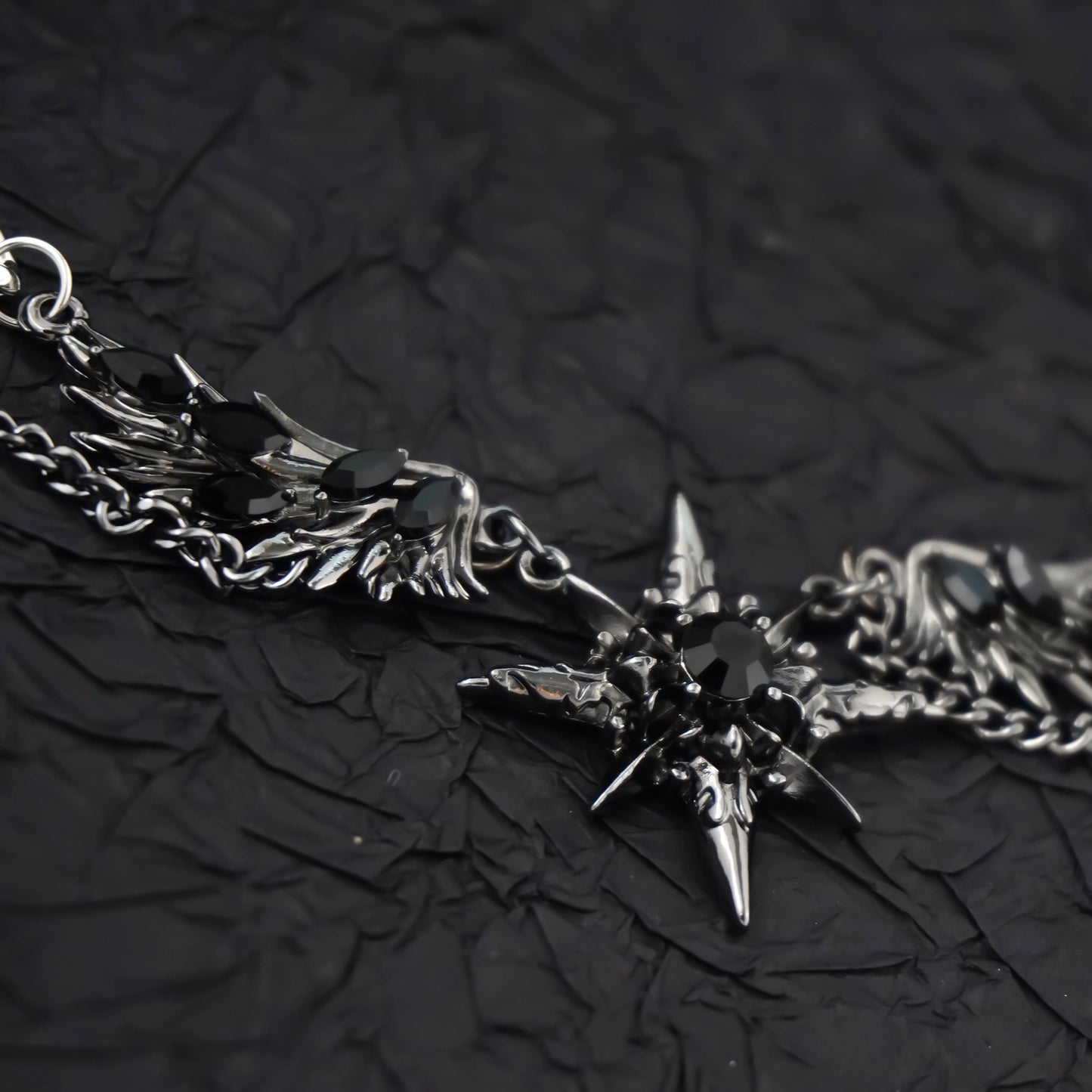 Star Black Angel's Wings Choker Necklace