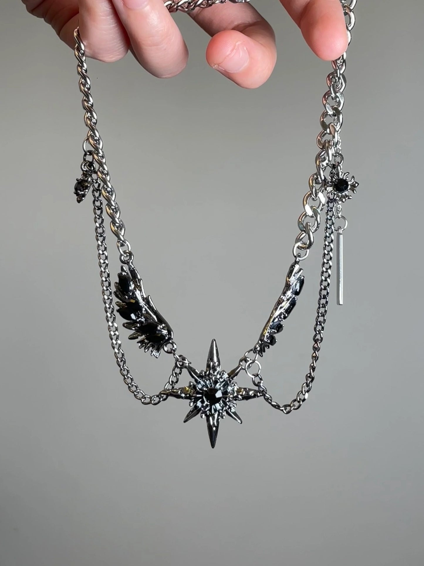 Star Black Angel's Wings Choker Necklace