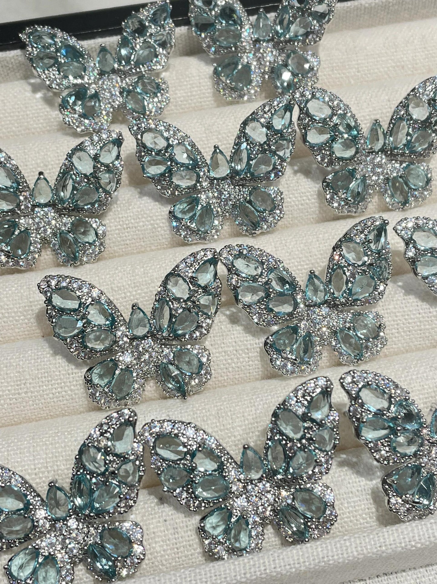 Gorgeous Blue Butterfly Rhinestone Stud Earrings