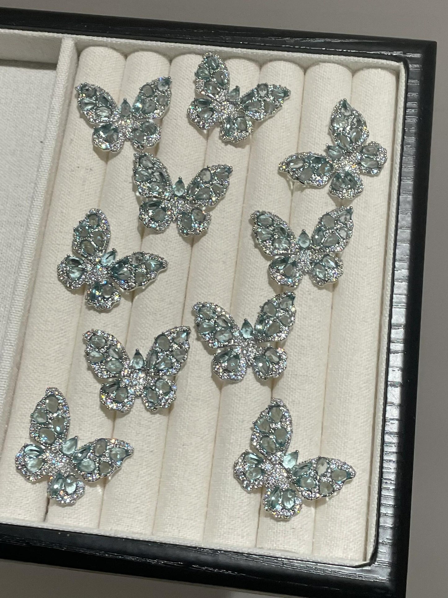 Gorgeous Blue Butterfly Rhinestone Stud Earrings