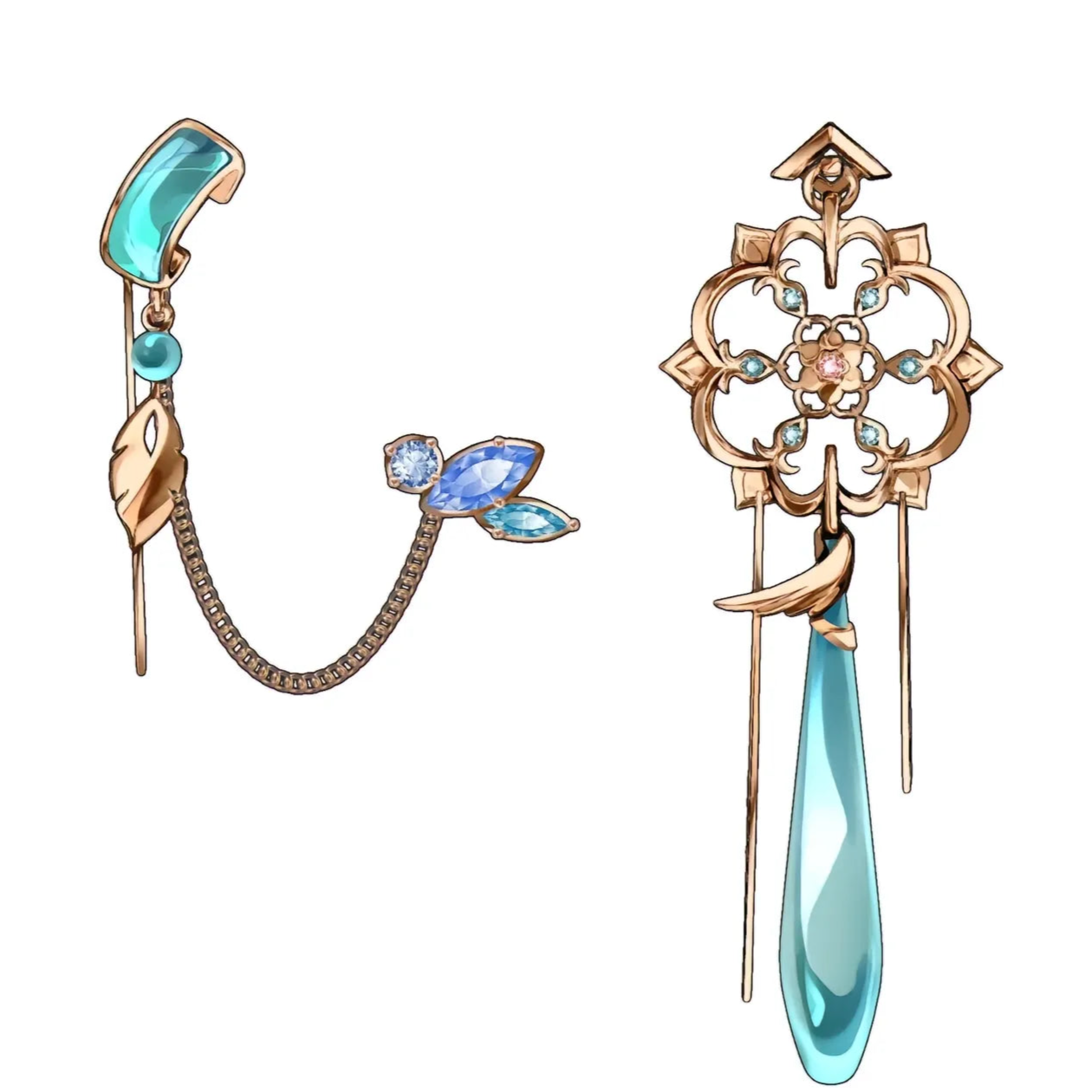 Designer Blue Scaramouche Genshin Impact Earring