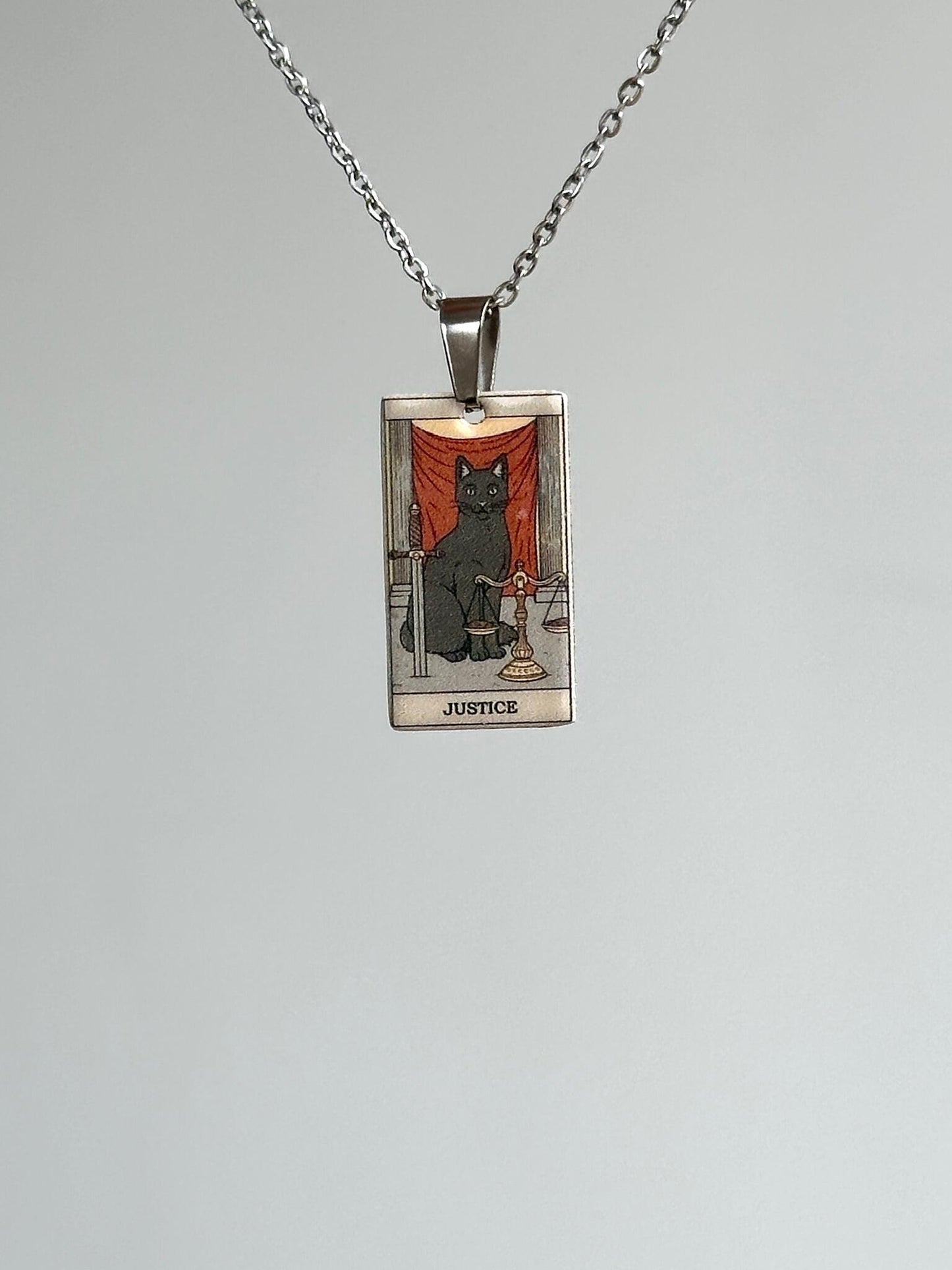 Vintage Cat Major Arcana Tarot Card Necklace