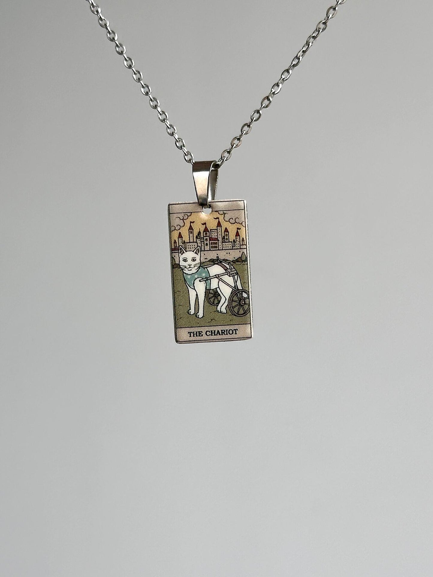 Vintage Cat Major Arcana Tarot Card Necklace