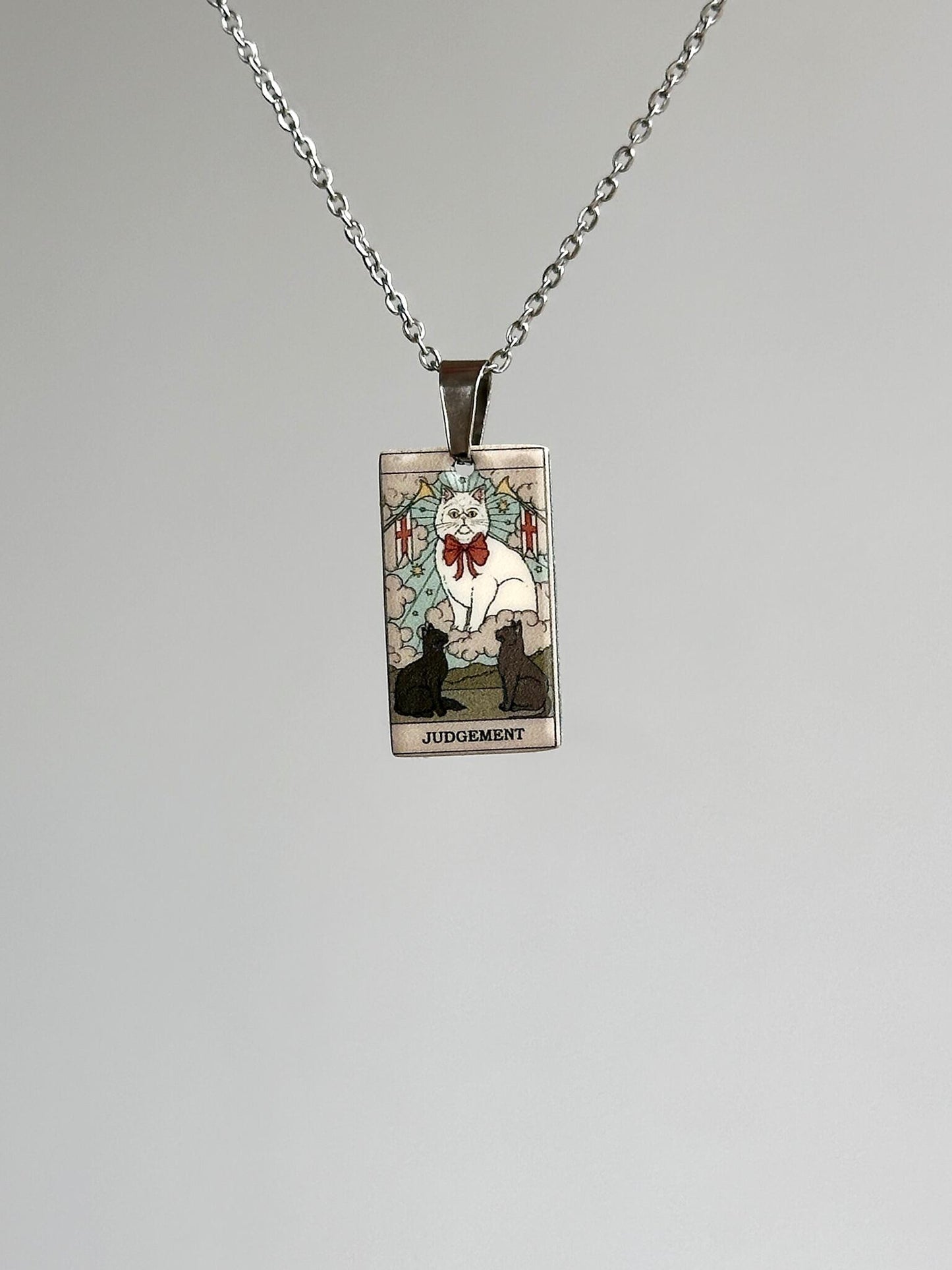 Vintage Cat Major Arcana Tarot Card Necklace