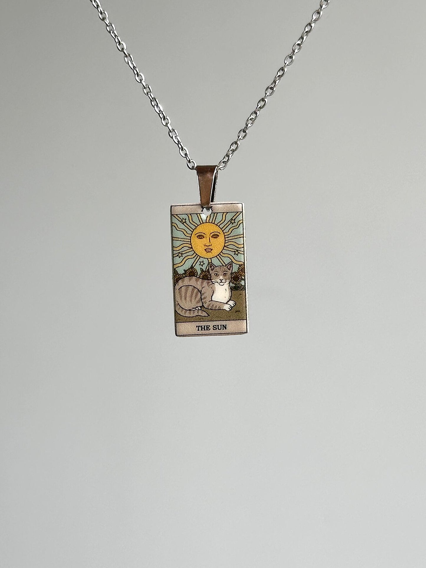 Vintage Cat Major Arcana Tarot Card Necklace