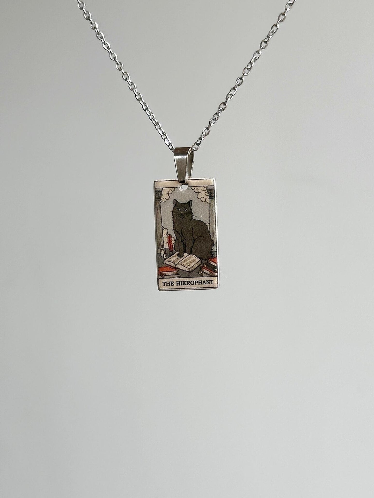 Vintage Cat Major Arcana Tarot Card Necklace