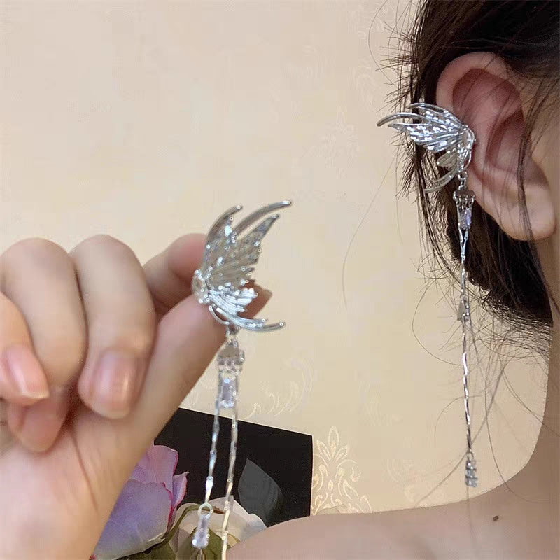 Fancy Butterfly Long Tassel Ear cuff