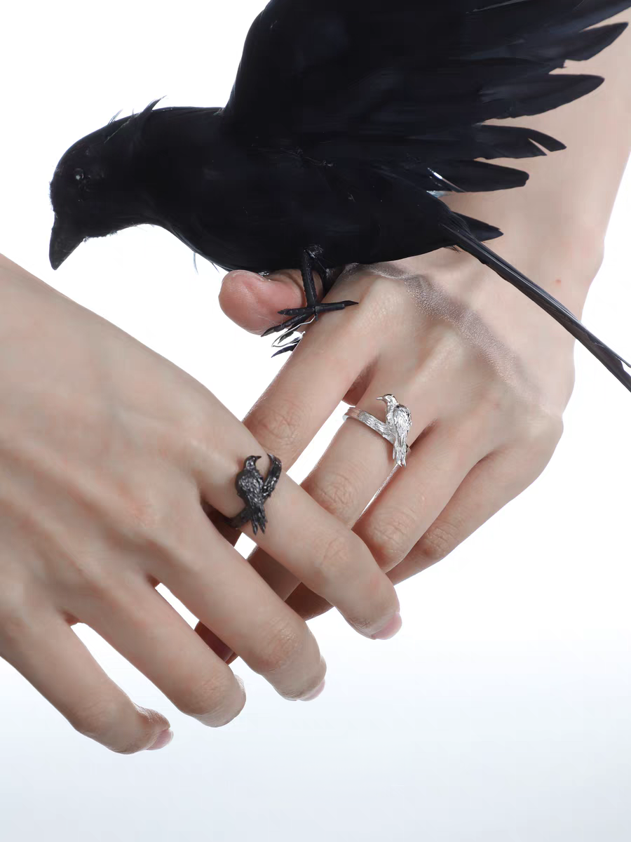 S925 Silver Unisex Mystic Raven Ring