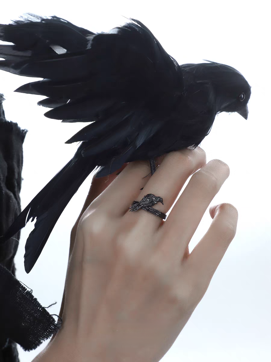 S925 Silver Unisex Mystic Raven Ring