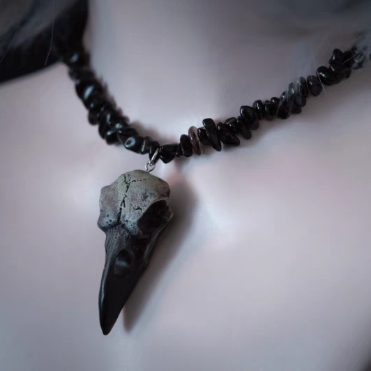 Mystic Raven Black Beads Necklace