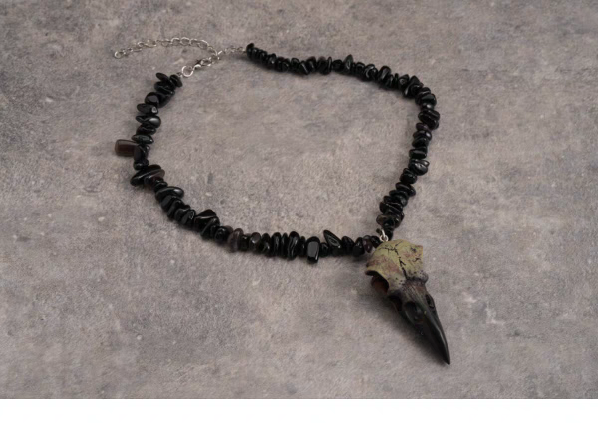 Mystic Raven Black Beads Necklace