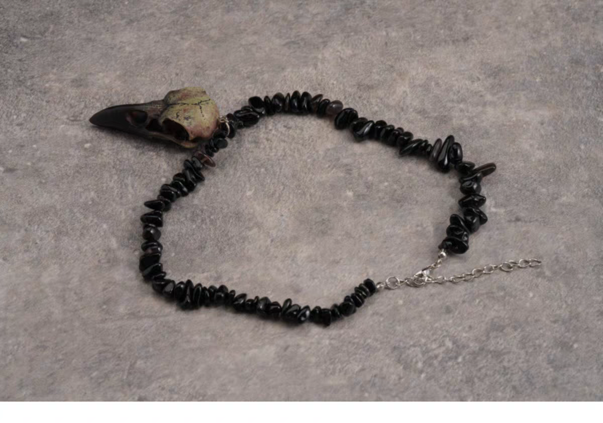 Mystic Raven Black Beads Necklace