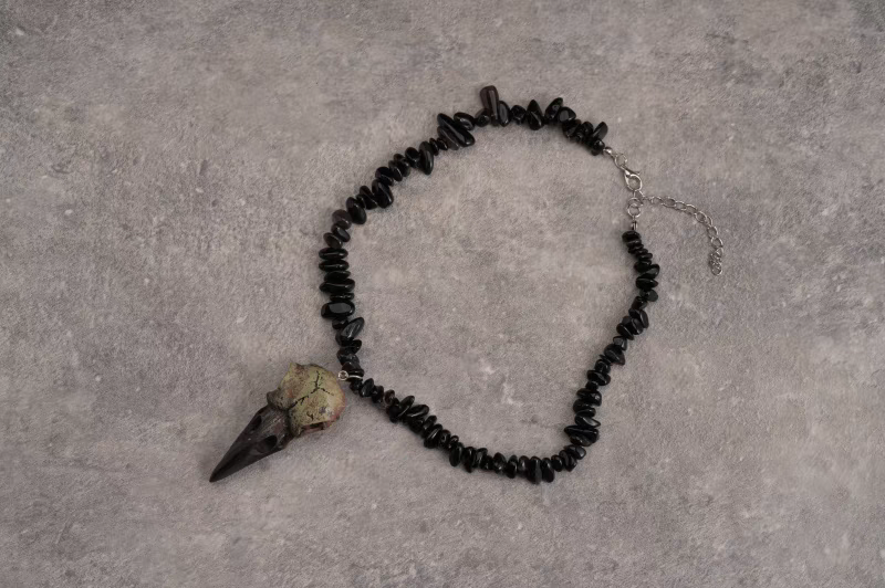 Mystic Raven Black Beads Necklace