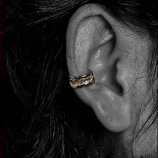 S925 Silver Sweet Girl Designer Gold Ear Cuff (single one)